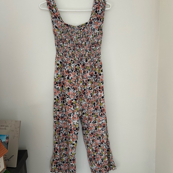 Pink and Green Floral Jumpsuit with Square Neckline - Picture 5 of 7